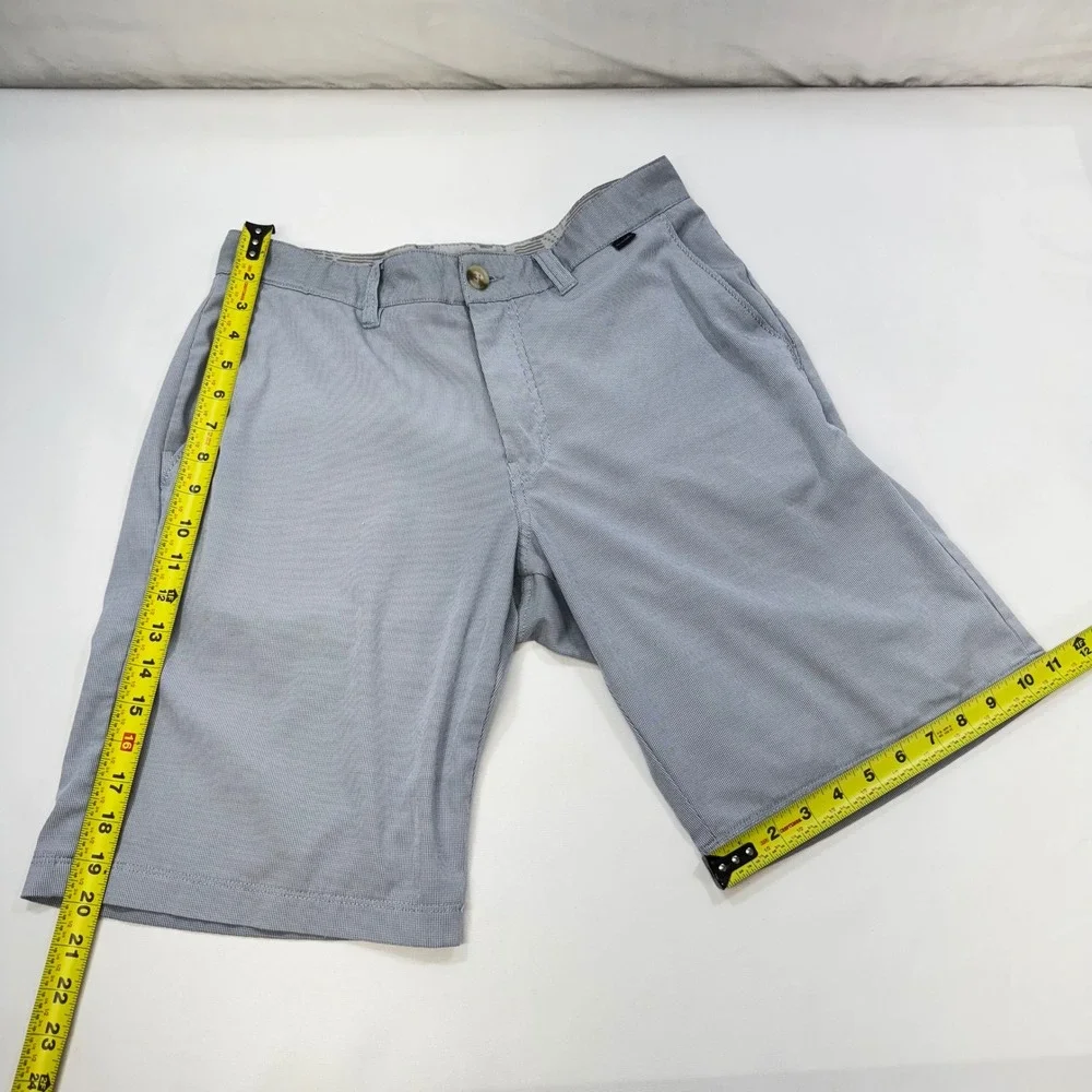 TravisMathew Golf Shorts Mens 32 Blue White Micro Check Stretch 10